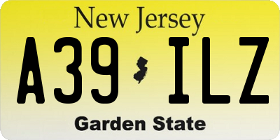 NJ license plate A39ILZ
