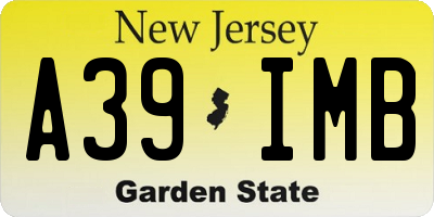 NJ license plate A39IMB