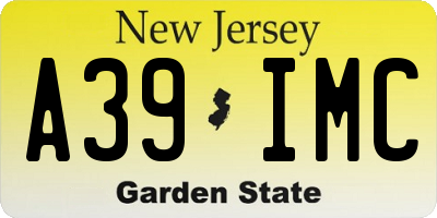 NJ license plate A39IMC