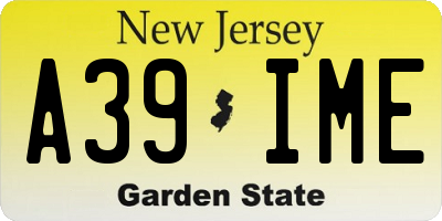 NJ license plate A39IME