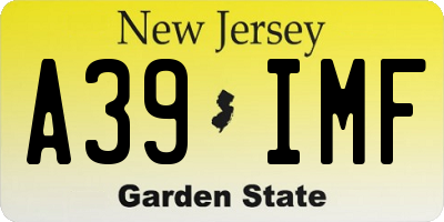 NJ license plate A39IMF