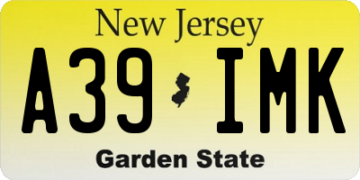 NJ license plate A39IMK