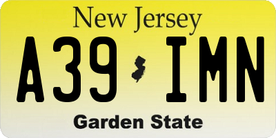 NJ license plate A39IMN