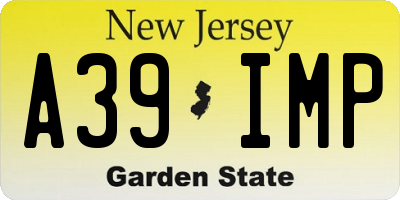 NJ license plate A39IMP