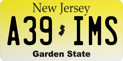 NJ license plate A39IMS