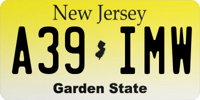 NJ license plate A39IMW