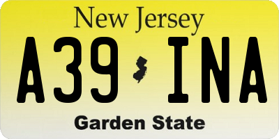NJ license plate A39INA