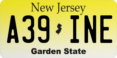 NJ license plate A39INE