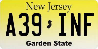 NJ license plate A39INF