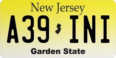 NJ license plate A39INI