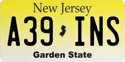 NJ license plate A39INS