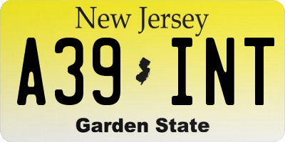 NJ license plate A39INT