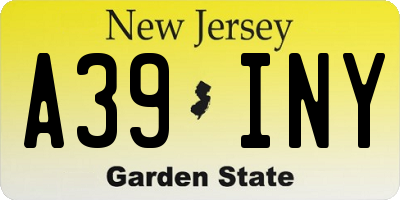 NJ license plate A39INY