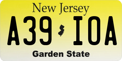 NJ license plate A39IOA