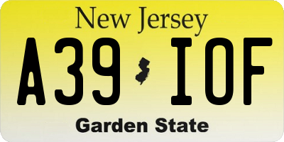 NJ license plate A39IOF