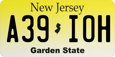 NJ license plate A39IOH