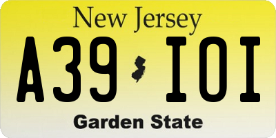 NJ license plate A39IOI