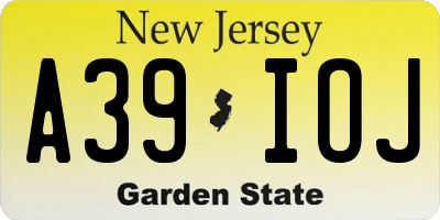 NJ license plate A39IOJ