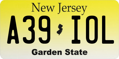 NJ license plate A39IOL
