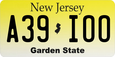 NJ license plate A39IOO