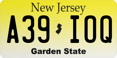 NJ license plate A39IOQ