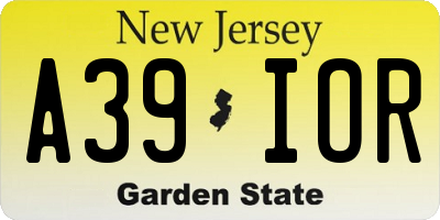 NJ license plate A39IOR