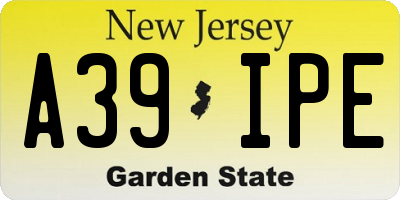 NJ license plate A39IPE