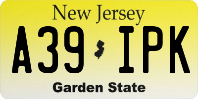 NJ license plate A39IPK