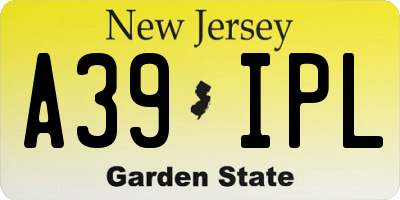 NJ license plate A39IPL