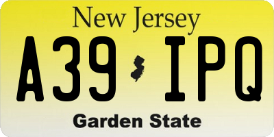 NJ license plate A39IPQ