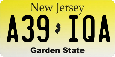 NJ license plate A39IQA