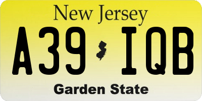 NJ license plate A39IQB