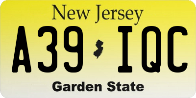 NJ license plate A39IQC