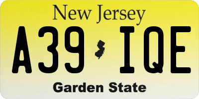 NJ license plate A39IQE