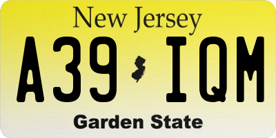NJ license plate A39IQM