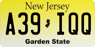 NJ license plate A39IQQ