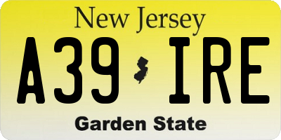 NJ license plate A39IRE