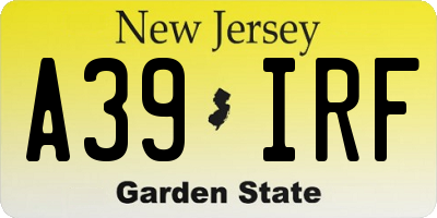 NJ license plate A39IRF