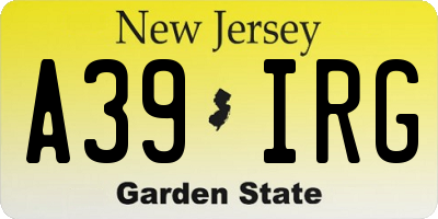NJ license plate A39IRG