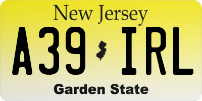 NJ license plate A39IRL