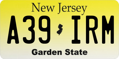 NJ license plate A39IRM