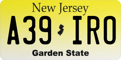 NJ license plate A39IRO