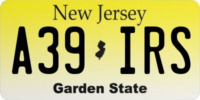 NJ license plate A39IRS