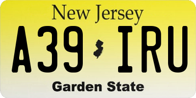 NJ license plate A39IRU
