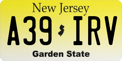 NJ license plate A39IRV