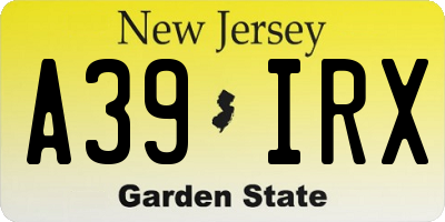 NJ license plate A39IRX