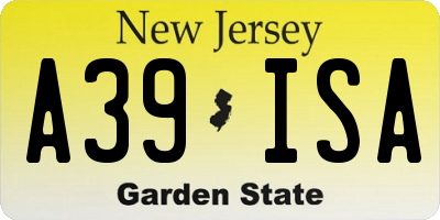 NJ license plate A39ISA