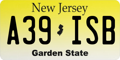 NJ license plate A39ISB