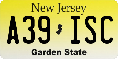NJ license plate A39ISC