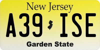 NJ license plate A39ISE